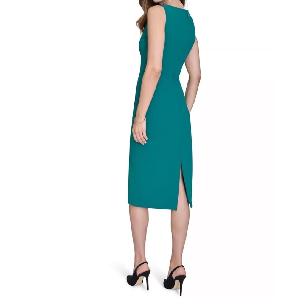 Halston Heritage Starburst-Seamed Scuba Crepe Sleeveless Sheath Dress Black Nwt - Picture 4 of 14